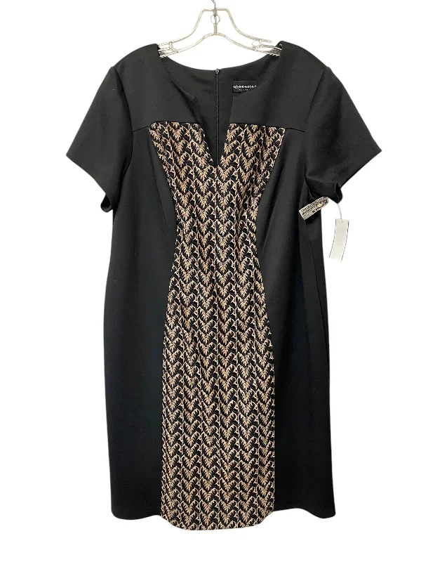 Dress Casual Midi By Connected Apparel In Black & Brown, Size: 18 Fashionable Plaid Midi Dress