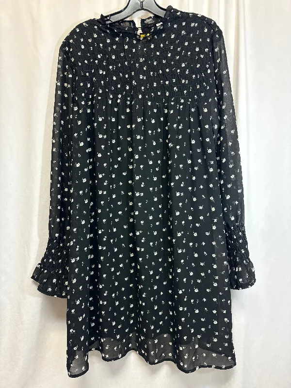 Dress Casual Midi By H&m In Black, Size: Xl Stylish Silk Midi Dress