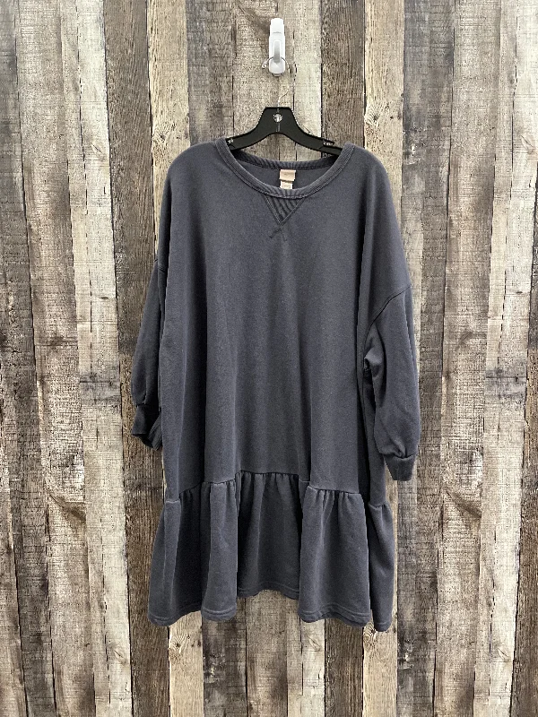 Dress Casual Midi By H&m In Grey, Size: 2x Stylish Cold Shoulder Midi Dress