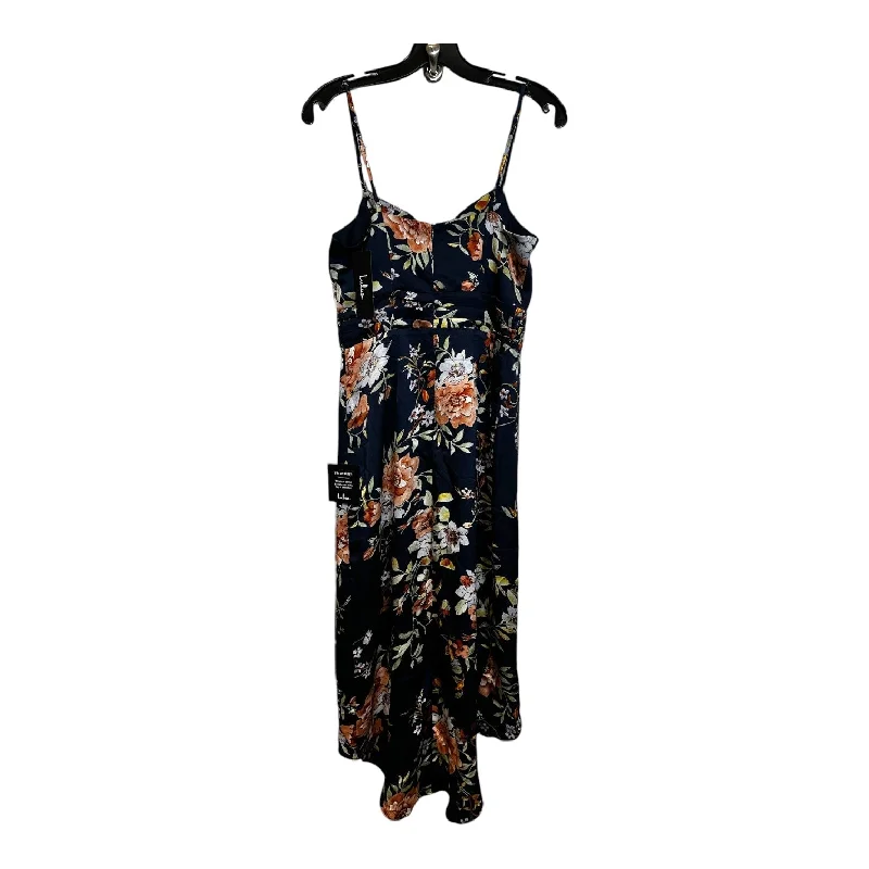 Dress Casual Midi By Lulus In Navy, Size: S Fashionable Floral Embroidery Midi Dress