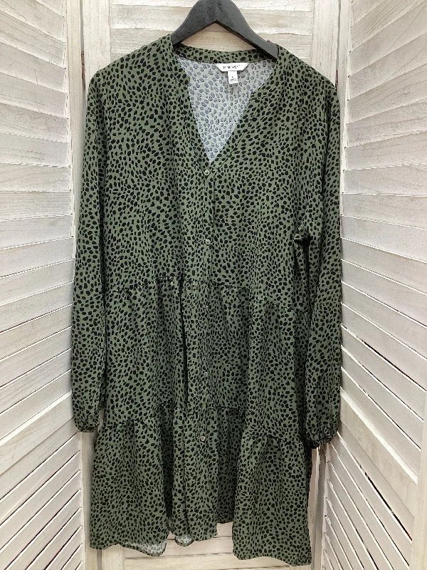 Dress Casual Midi By Nine West In Multi-colored, Size: L Trendy Long Sleeve Midi Dress