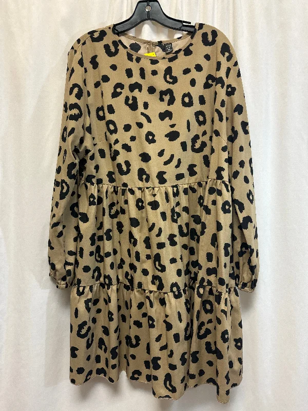 Dress Casual Midi By Shein In Animal Print, Size: 2x Trendy Midi Dress with Belt