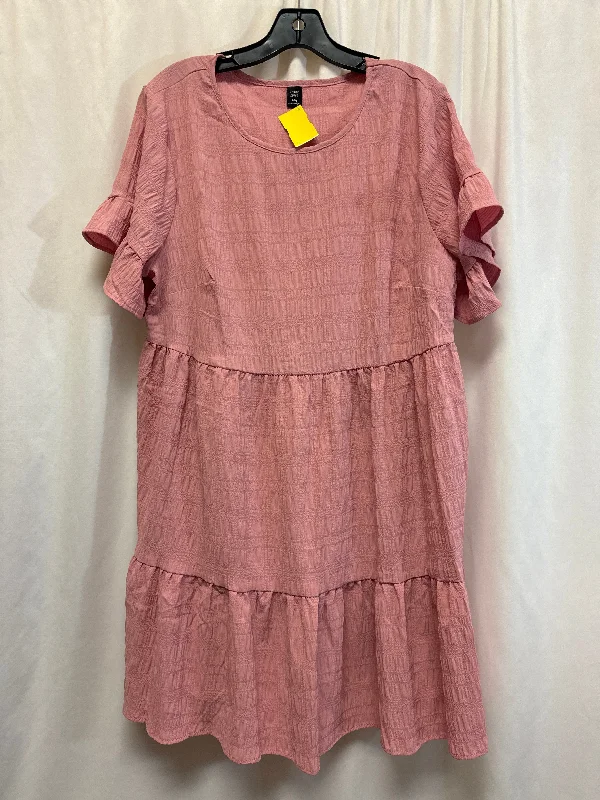 Dress Casual Midi By Shein In Pink, Size: 1x Chic Lace Detail Midi Dress