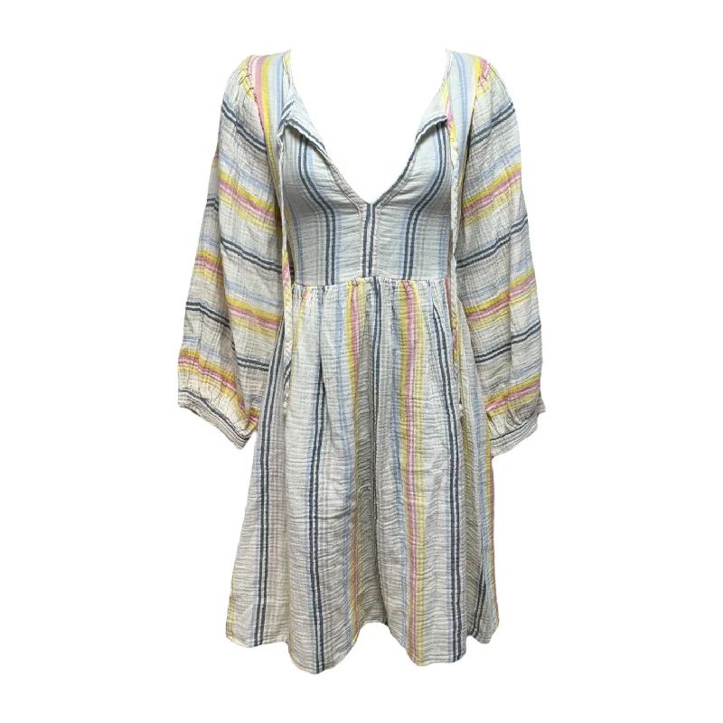 Dress Casual Midi By Sundry In Striped Pattern, Size: S Cozy Midi Dress with Pockets