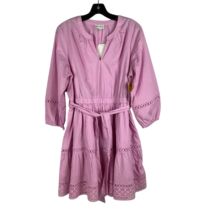 Dress Casual Midi By Wonderly In Pink, Size: Lp Elegant Floral Skirt Midi Dress
