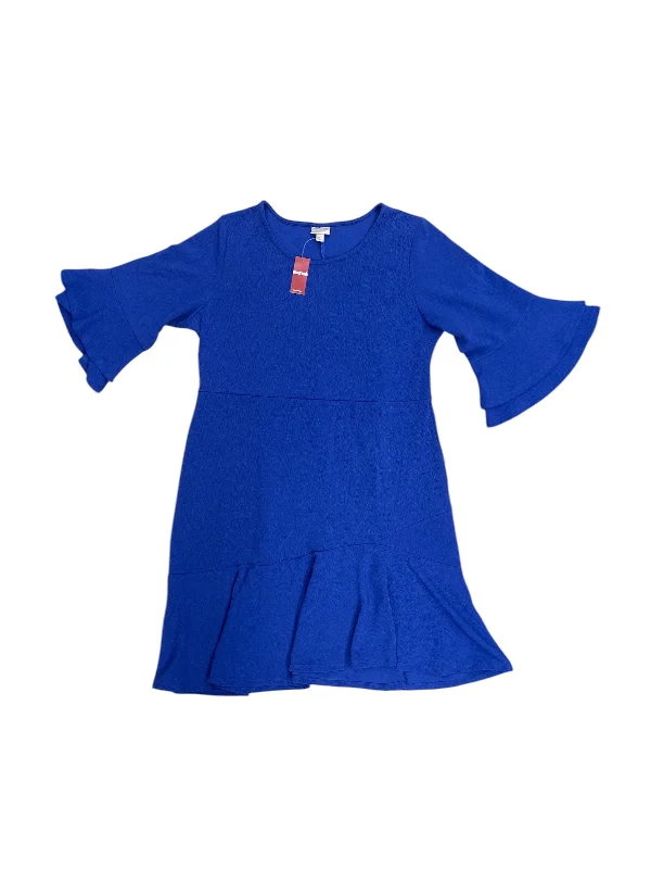 Dress Party Midi By Avenue In Blue, Size: 1x Fashionable Off-Shoulder Dress Midi