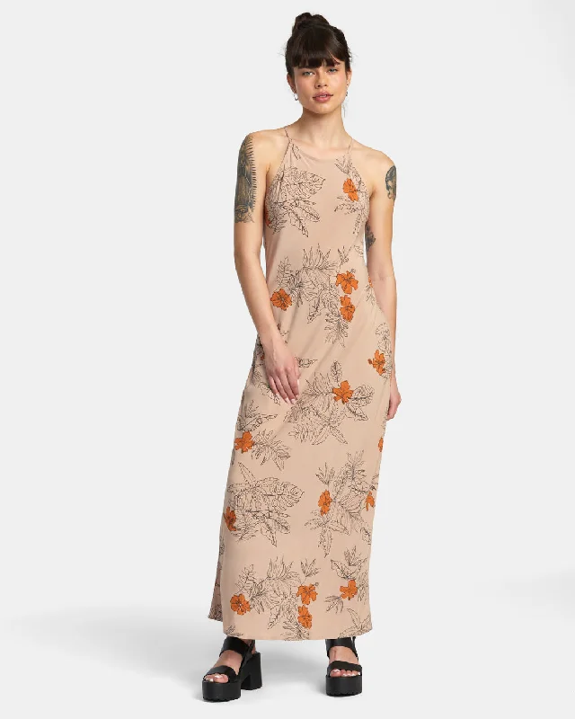 Exile Midi Sun Dress - Sand Fashionable Fitted Midi Dress