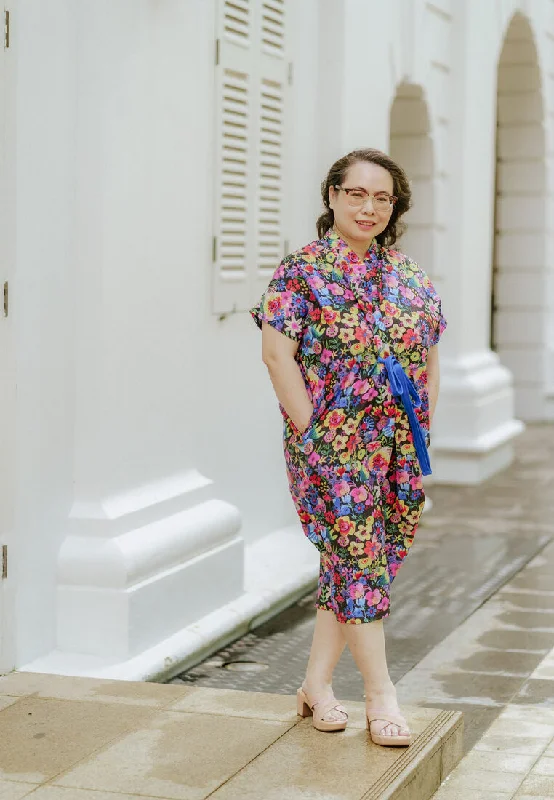 Eye On The World Midi Kimono Dress Fashionable Floral Embroidery Midi Dress