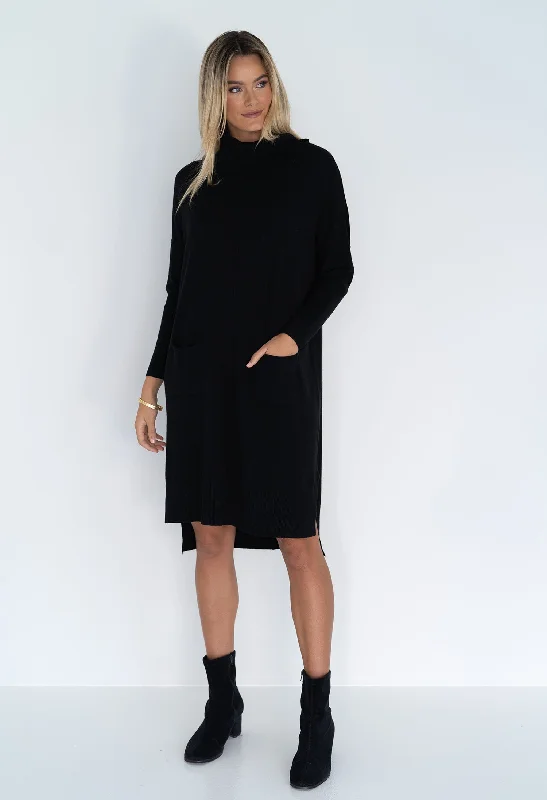 HUMIDITY MYRA DRESS BLACK Comfortable Casual Midi Dress