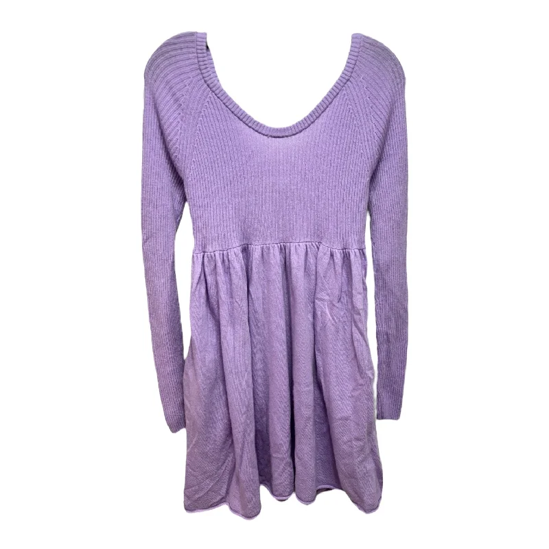 Knit Scoop Back Dress Casual Midi By Free People In Purple, Size: L Comfortable Empire Waist Midi Dress