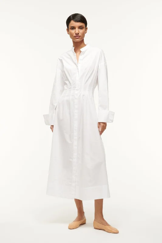 MIDI LORENZA DRESS | WHITE Comfortable Draped Midi Dress