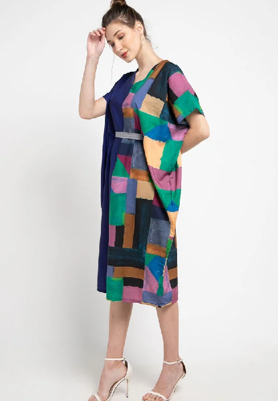 MOZAIC Midi Kimono Dress Stylish Tiered Midi Dress