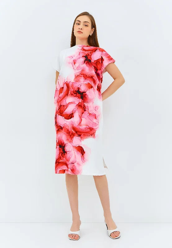 PEONIES Midi Kimono Dress Trendy Floral Wrap Midi Dress