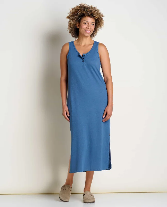 Piru Henley Midi Tank Dress Stylish Striped Midi Dress