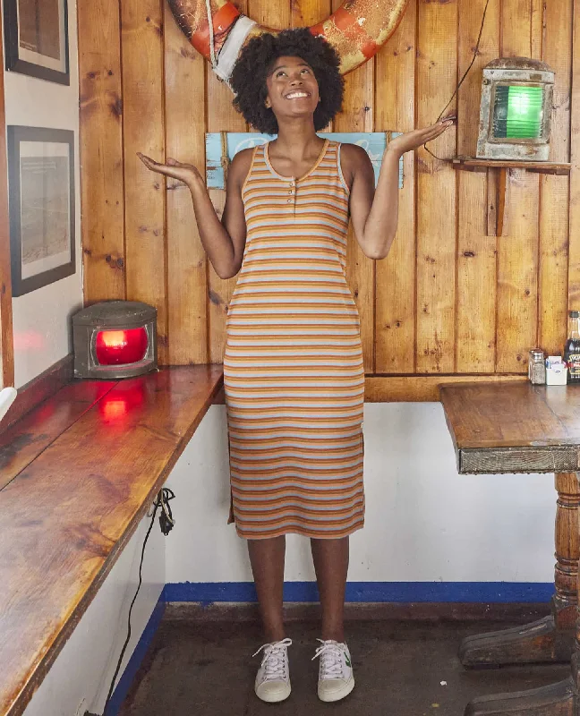 Piru Henley Midi Tank Dress Fashionable Plaid Midi Dress