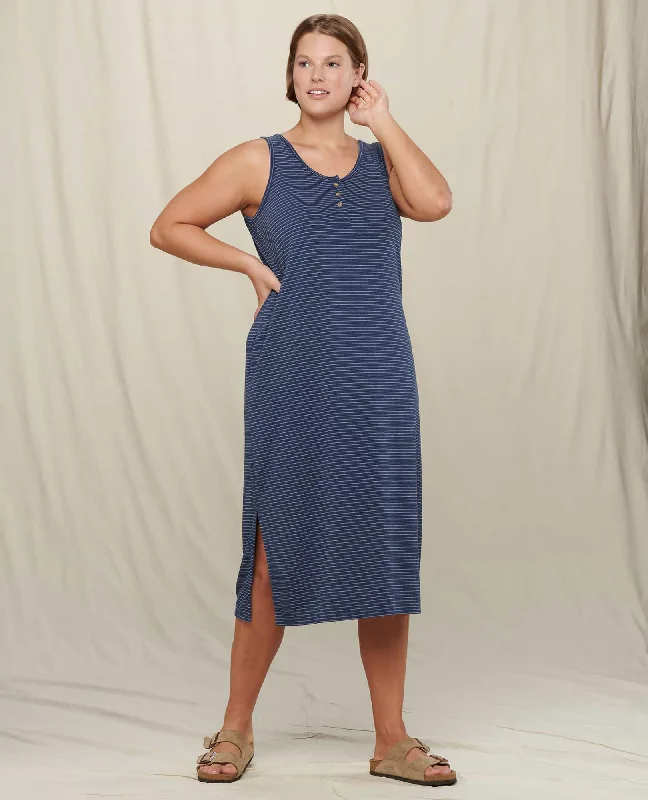 Piru Henley Midi Tank Dress Trendy Shift Midi Dress