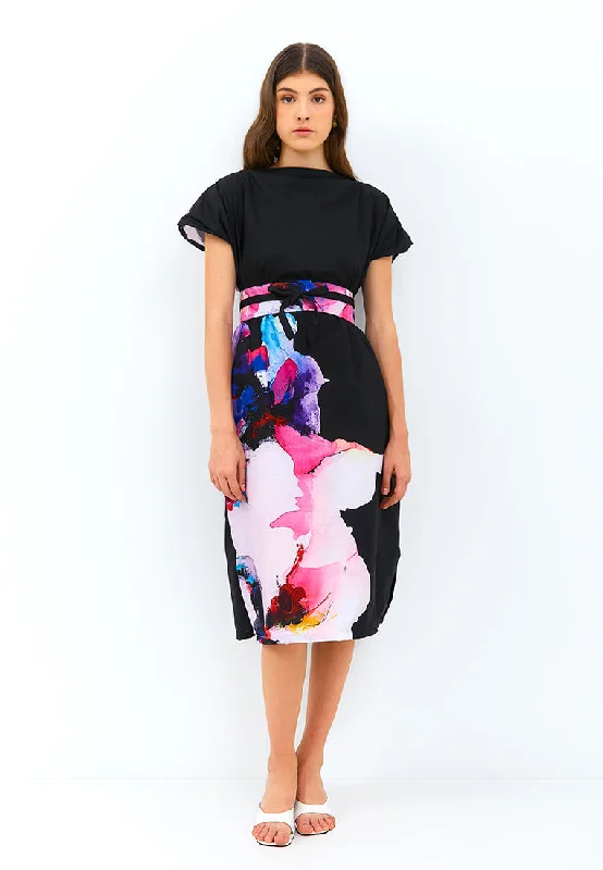 RIPPLE Midi Kimono Dress Fashionable Sheer Sleeve Midi Dress