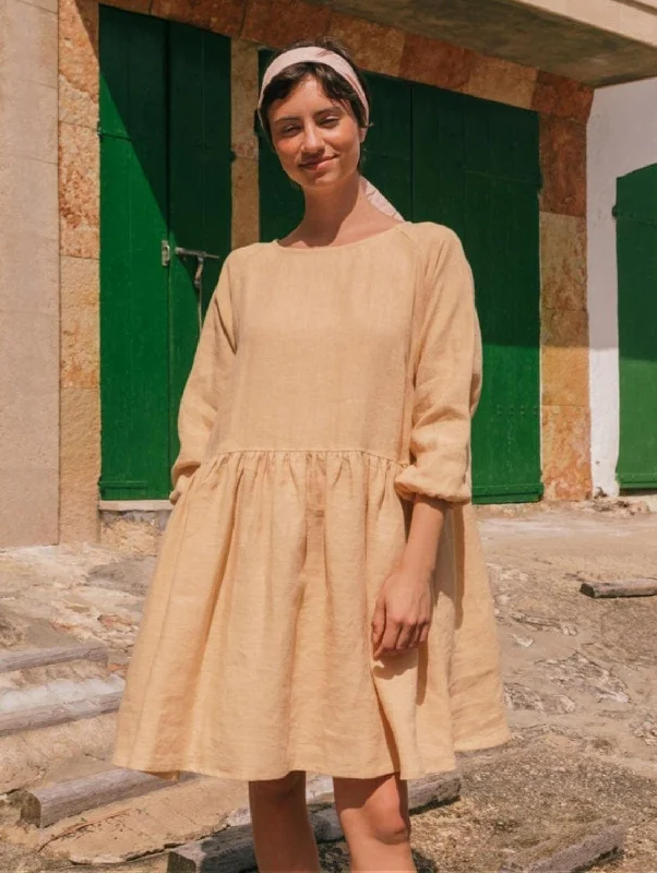 Sofia Linen Midi-length Dress | Multiple Colours Cozy Tie-Dye Midi Dress