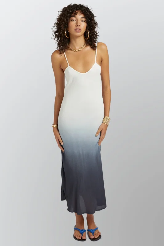 SUMMI SUMMI Womens Midi Slip Dress - Charcoal Fade Comfortable Denim Midi Dress