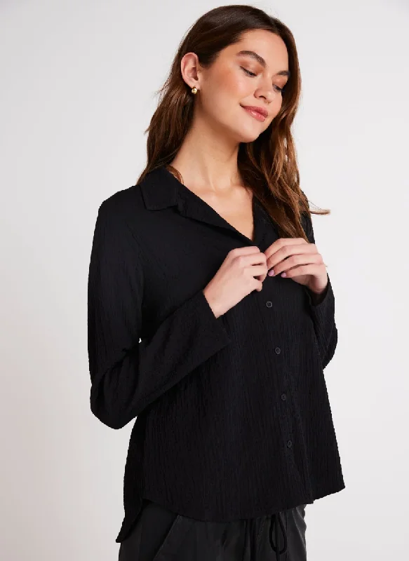 CLEAN BUTTON FRONT SHIRT-- Chenille Blend Fleece Blend Nylon Blend