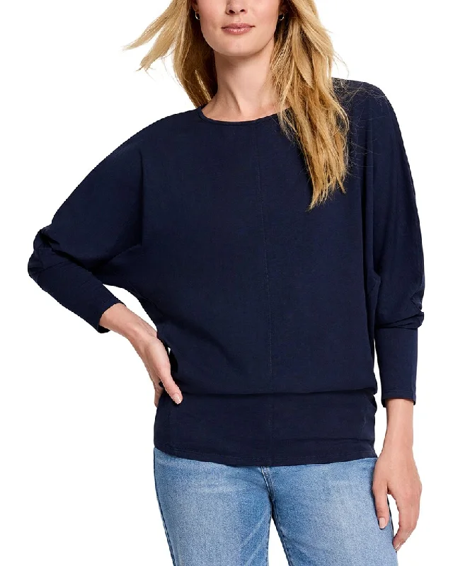 NIC & ZOE 3/4 Sleeve Dolman T-Shirt-- Houndstooth Herringbone Solid
