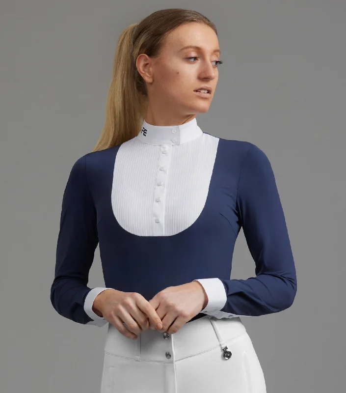 PEI Navarra Long Sleeve Show Shirt - Navy-- Zippered Buttoned Snapped