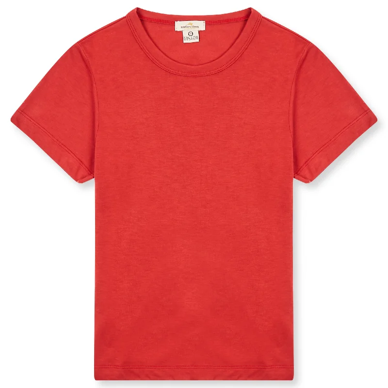 Women’s T-shirt - Red-- Hooded Caped Shawl Collar