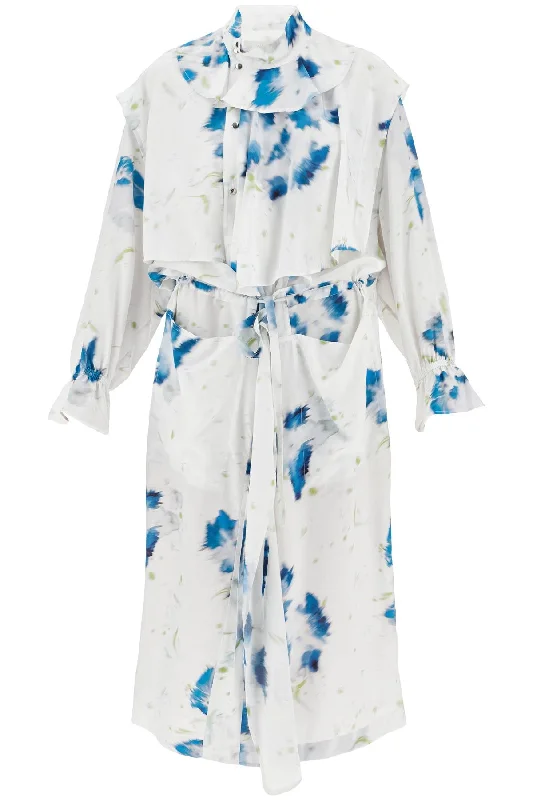 LEMAIRE printed dust coat with cape Coat Overcoat Trench Coat