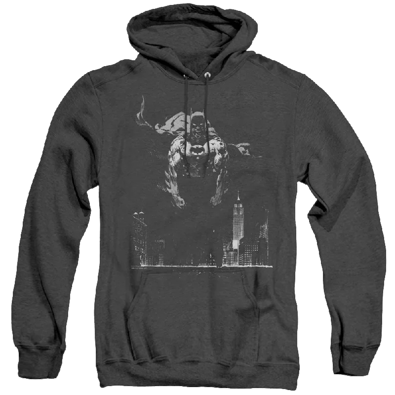 Dc Batman Dirty City - Heather Pullover Hoodie Batwing Sleeve Top