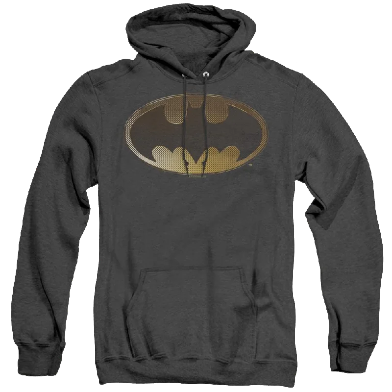 Dc Batman Halftone Bat - Heather Pullover Hoodie One Shoulder Top