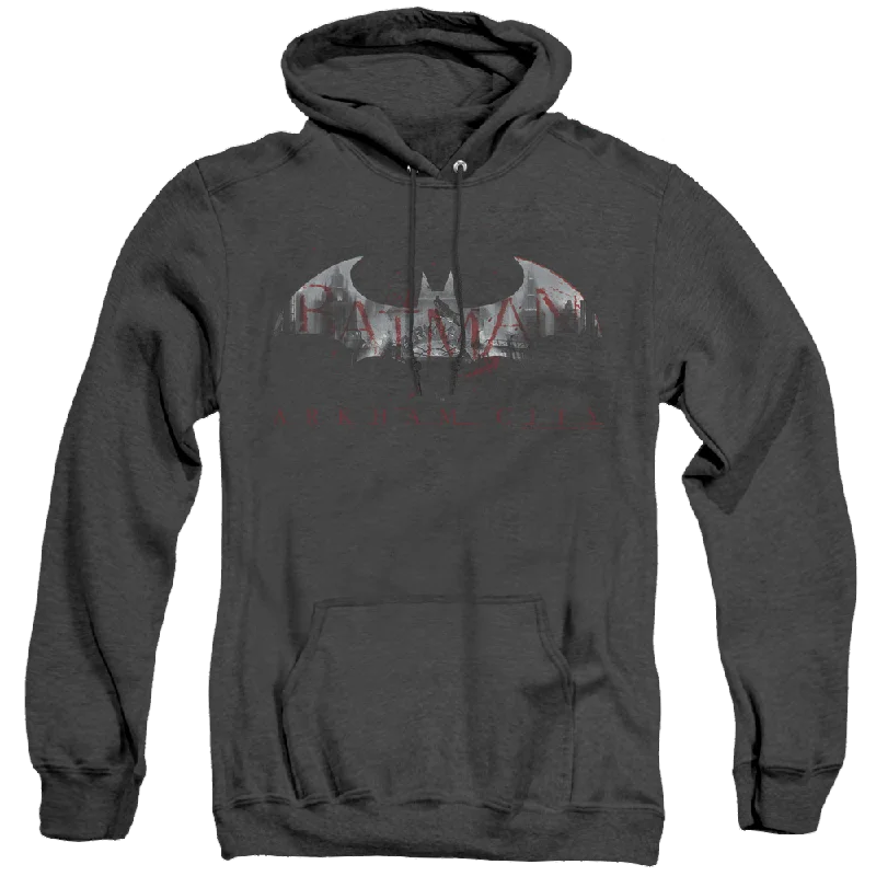 Batman Arkham City Bat Fill - Heather Pullover Hoodie Slit Sleeve Stylish