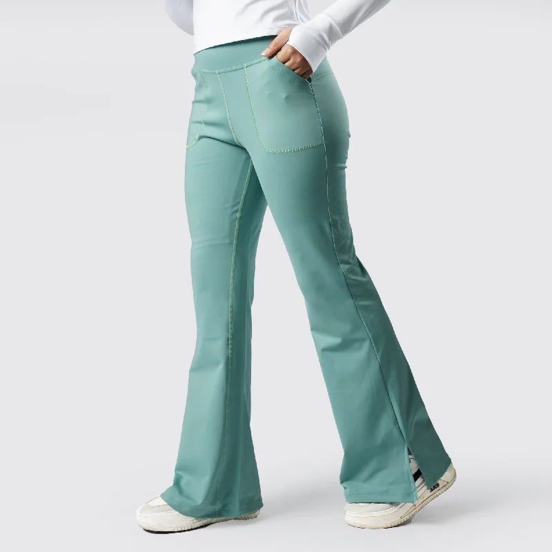 Tf-Premium Green High Waisted Flare Cut Leggings Trendy Seamless Sports Leggings