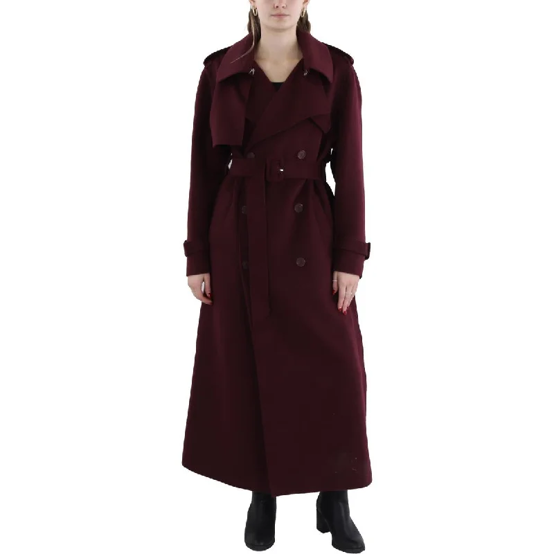 Jonathan Simkhai Womens Collar Button Up Long Coat Nylon Polyester Spandex