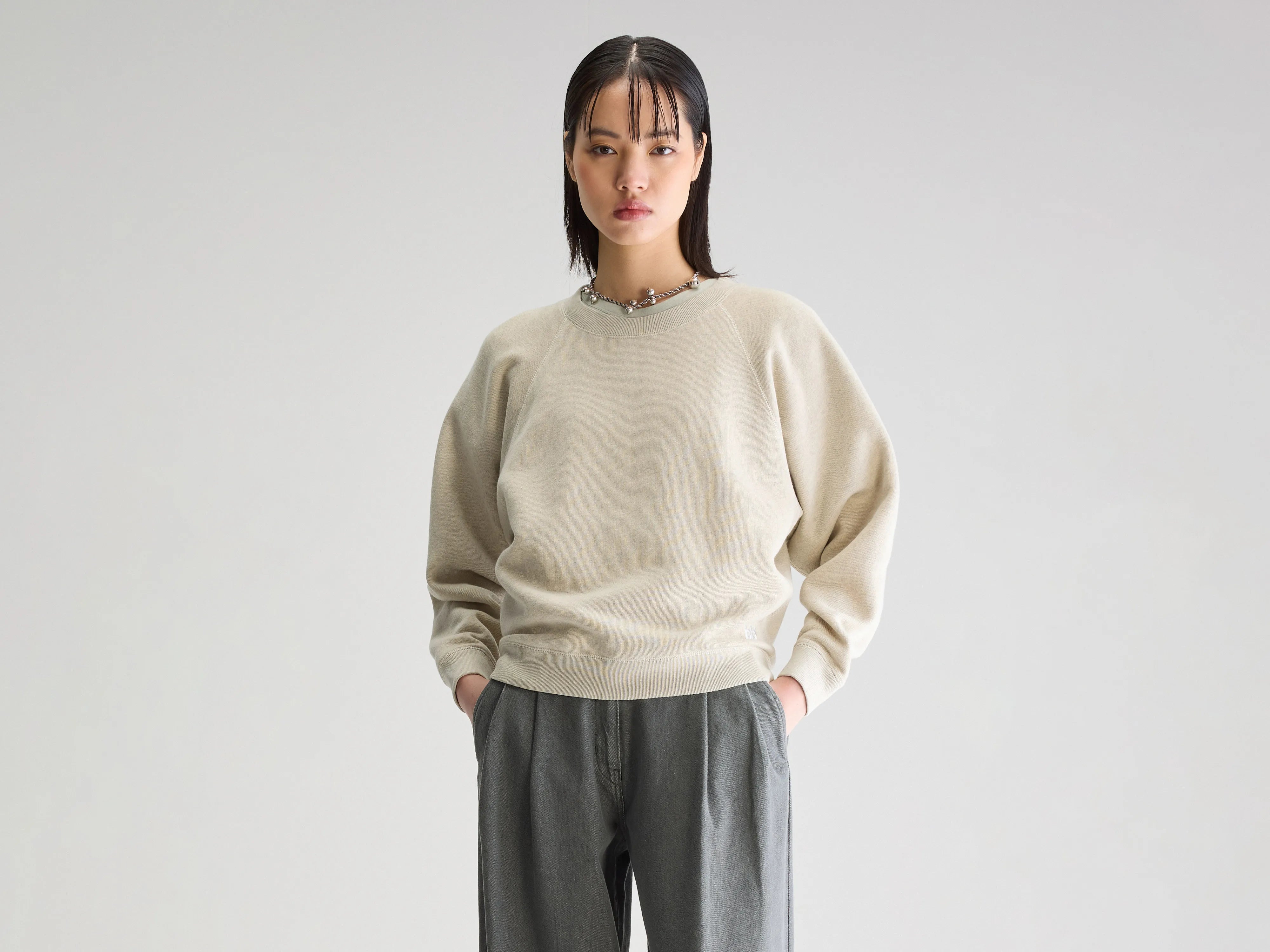 Fella relaxed sweatshirt (251 / W / CHALK) Hoodie with Color Block Contrast Stylish