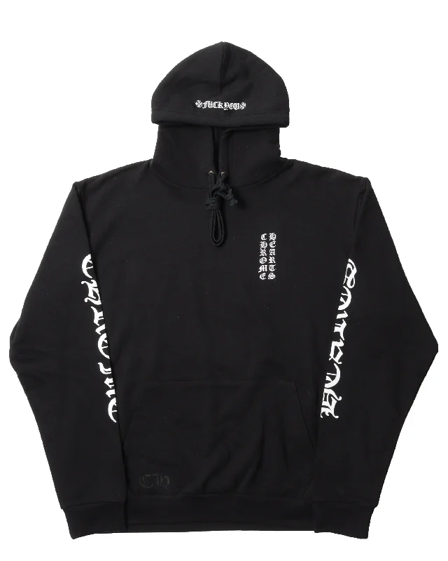 Script Logo "Fuck You" Hoodie Hoodie with Puffed Sleeves Voluminous Trendy