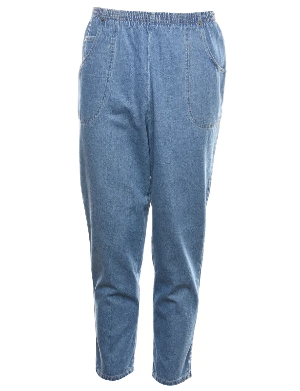 Tapered Light Wash Denim Trousers - W26 L28 Trousers Leisure Comfortable