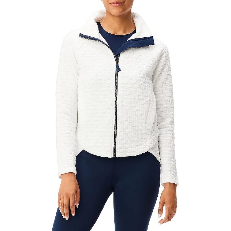 Nic + Zoe Womens Solid  Quilted Coat Rayon Velvet Corduroy