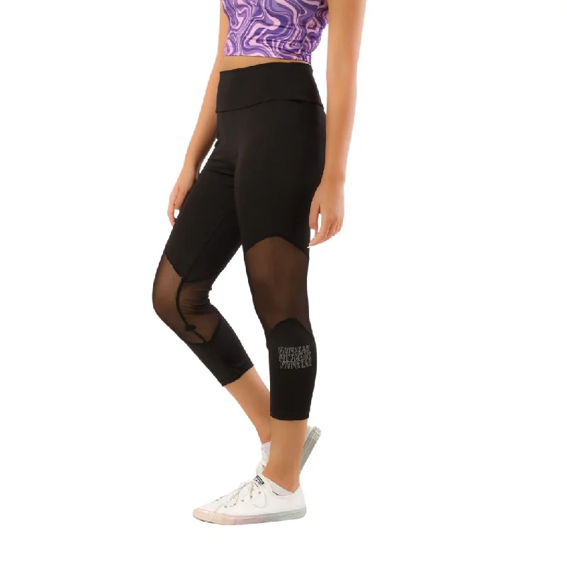 High Waisted Capri Mesh Leggings Comfortable Slip-On Leggings