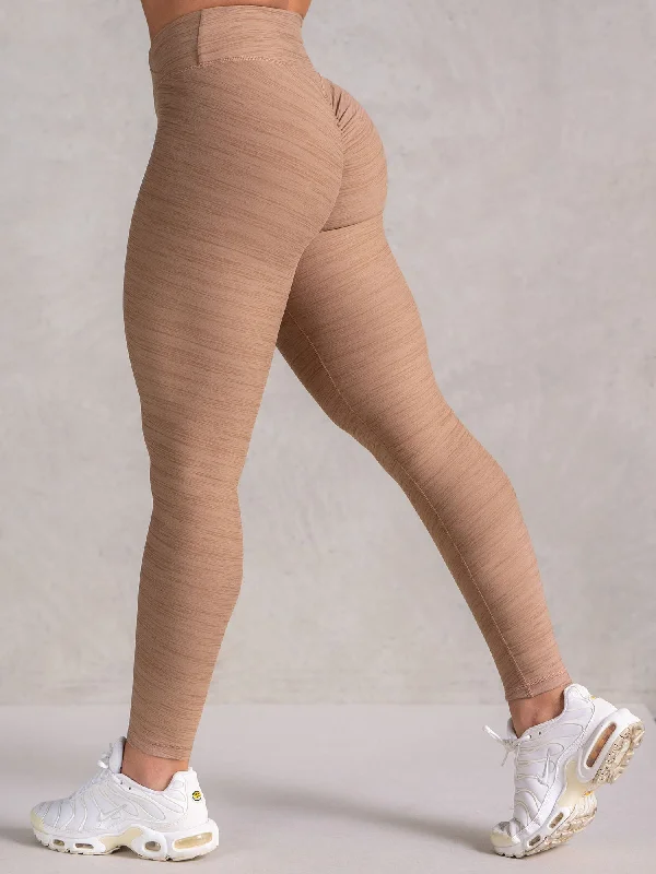 Icon Cross Over Scrunch Leggings - Mocha Marl Trendy Polka Dot Leggings