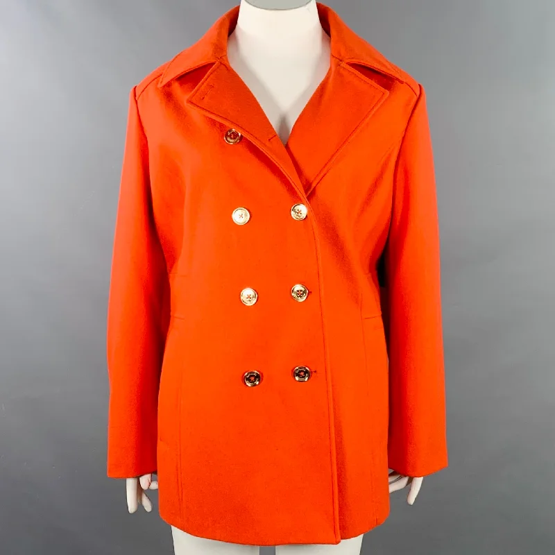 MICHAEL by MICHAEL KORS Size 2X Orange Wool Blend Double Breasted Coat Stole Shawl Scarf