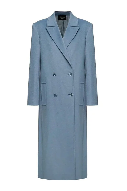 BLUE DOUBLE-BREASTED TRENCH COAT Bomber Jacket Denim Jacket Leather Jacket