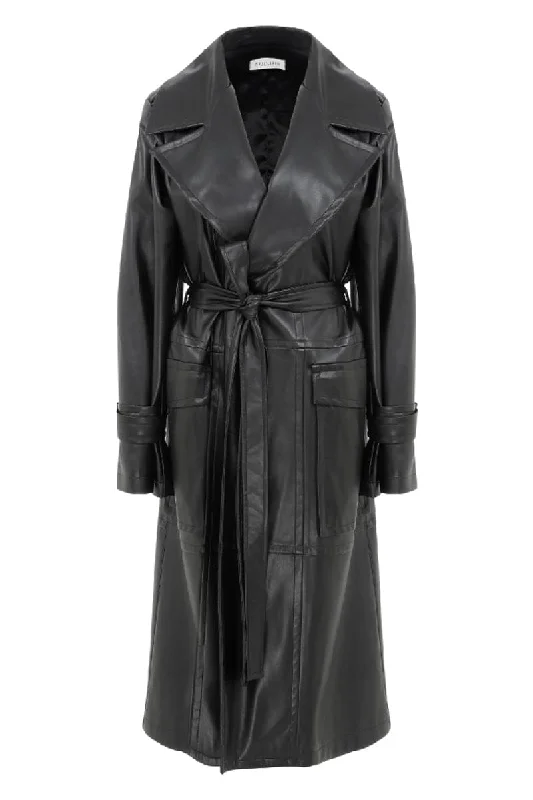 CECILE NOIR VEGAN LEATHER TRENCH COAT Coat Overcoat Trench Coat