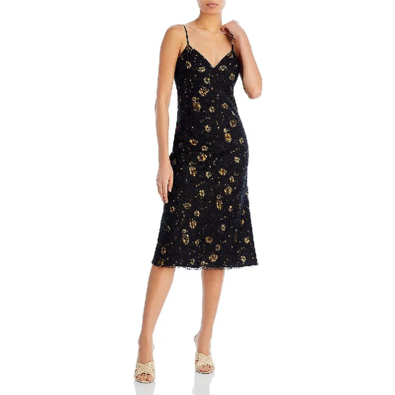 Aqua Womens Linen Blend Midi Slip Dress Fashionable Shift Midi Dress