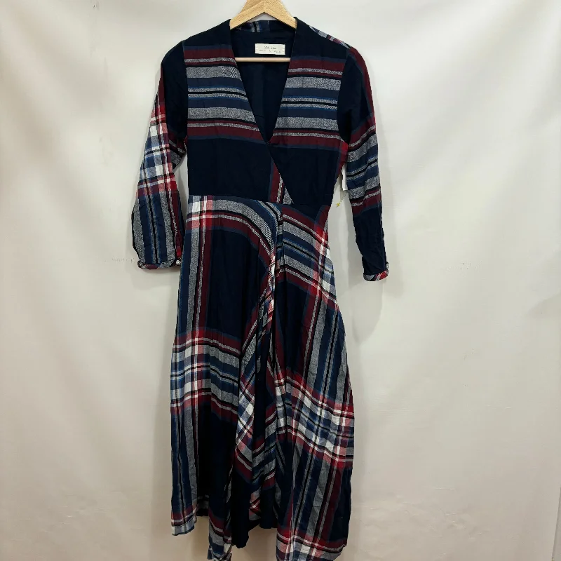 Dress Casual Midi By Cmb In Plaid, Size: Xs Comfortable Ribbed Midi Dress