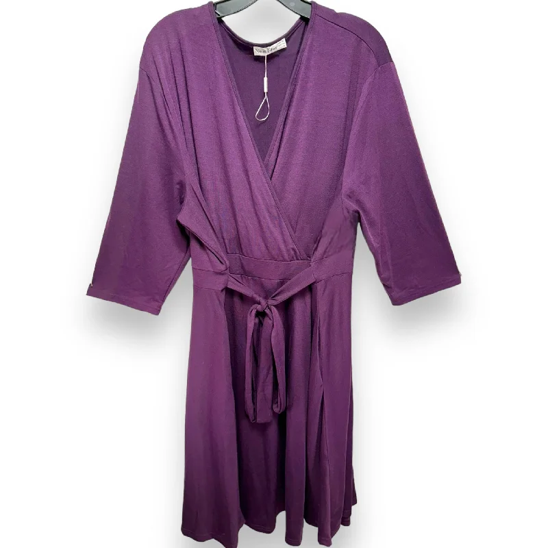 Dress Casual Midi By nemidor In Purple, Size: 26 Trendy Ruffled Sleeve Midi Dress